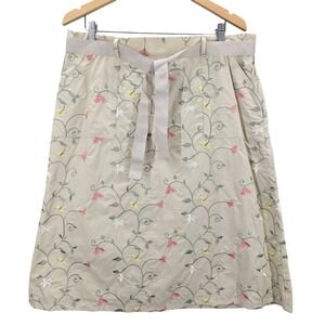 ORVIS Women 100%Cotton A-line Floral Embroidered Button Skirt Cottagecore 18